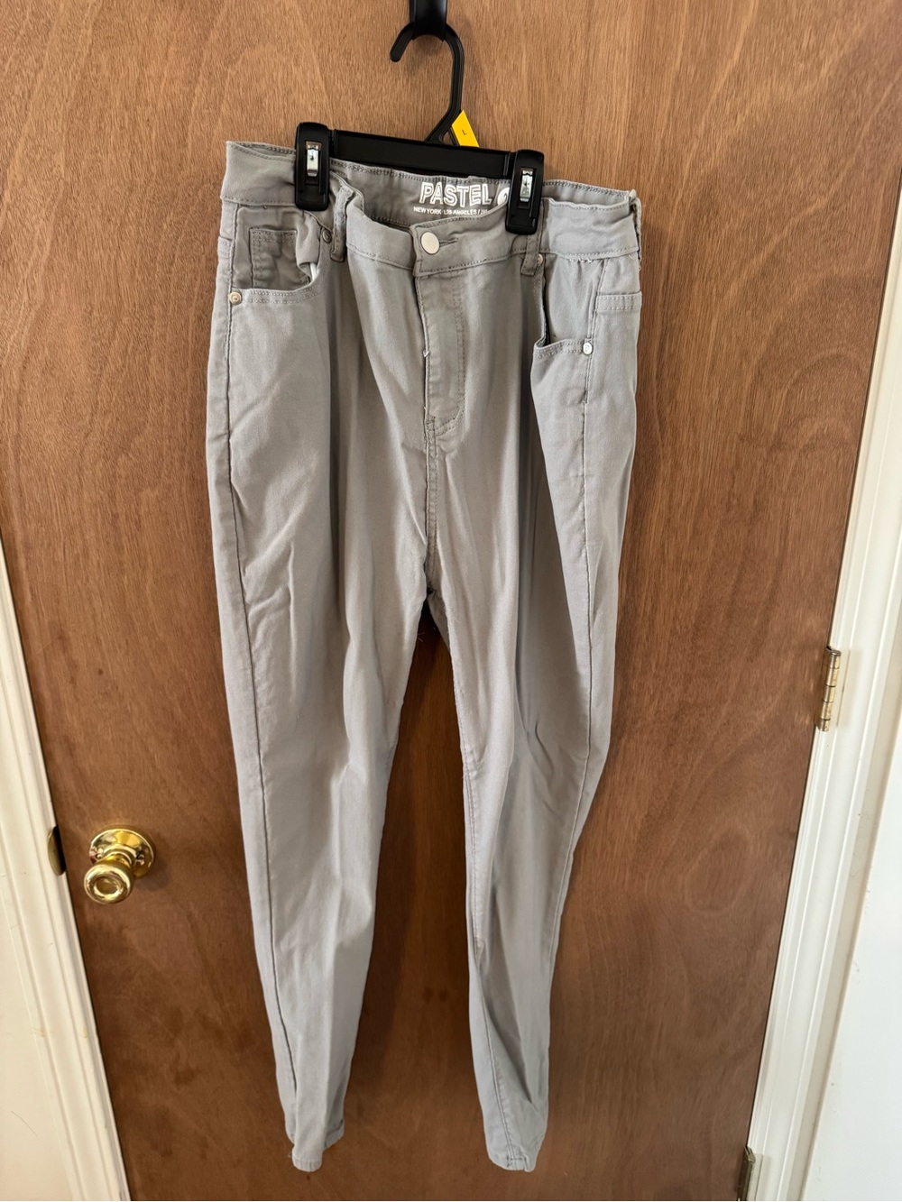 Pastel Light Gray High-Waist Pants